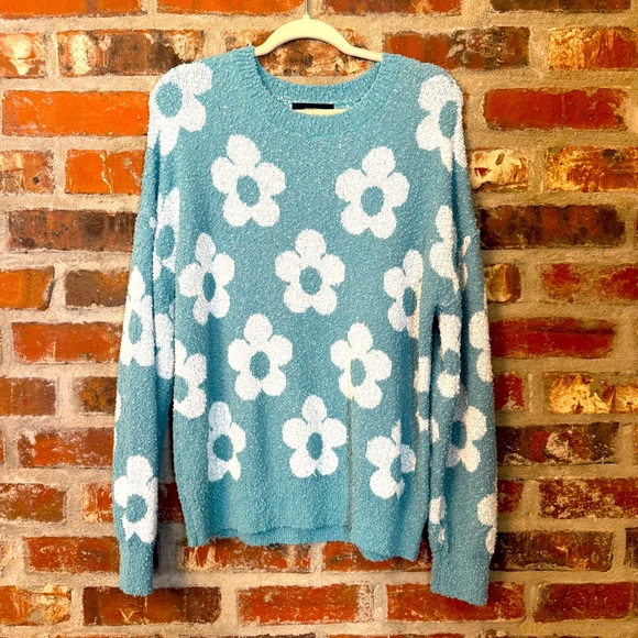 Dokotoo Sweaters - Floral Patterned Green Textured Sweater